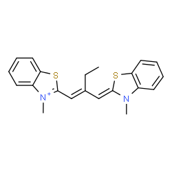 ChemSpider 2D Image | 3-Methyl-2-{(1E)-2-[(Z)-(3-methyl-1,3-benzothiazol-2(3H)-ylidene)methyl]-1-buten-1-yl}-1,3-benzothiazol-3-ium | C21H21N2S2