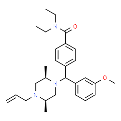 ChemSpider 2D Image | 4-{[(2R,5R)-4-Allyl-2,5-dimethyl-1-piperazinyl](3-methoxyphenyl)methyl}-N,N-diethylbenzamide | C28H39N3O2