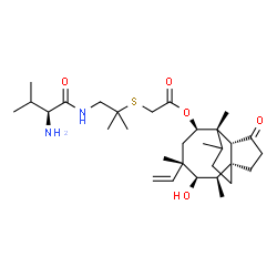 ChemSpider 2D Image | (1R,2R,3R,4S,6R,7S,8R)-3-Hydroxy-2,4,7,14-tetramethyl-9-oxo-4-vinyltricyclo[5.4.3.0~1,8~]tetradec-6-yl {[2-methyl-1-(L-valylamino)-2-propanyl]sulfanyl}acetate | C31H52N2O5S