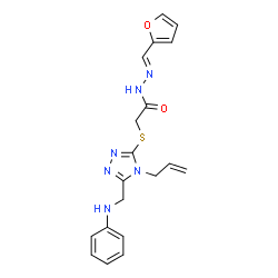 ChemSpider 2D Image | 2-{[4-Allyl-5-(anilinomethyl)-4H-1,2,4-triazol-3-yl]sulfanyl}-N'-[(E)-2-furylmethylene]acetohydrazide | C19H20N6O2S