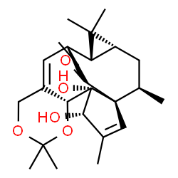 ChemSpider 2D Image | (1S,4S,5R,6R,13R,14R,16R,18R)-4,5-Dihydroxy-3,8,8,15,15,18-hexamethyl-7,9-dioxapentacyclo[11.5.1.0~1,5~.0~6,11~.0~14,16~]nonadeca-2,11-dien-19-one | C23H32O5