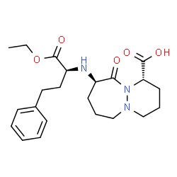 ChemSpider 2D Image | (1S,9R)-9-{[(2S)-1-Ethoxy-1-oxo-4-phenyl-2-butanyl]amino}-10-oxooctahydro-6H-pyridazino[1,2-a][1,2]diazepine-1-carboxylic acid | C22H31N3O5