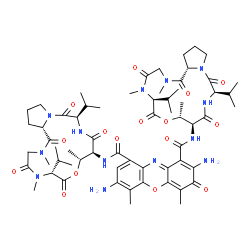ChemSpider 2D Image | 2,7-Diamino-N~9~-[(6R,9R,10S,13R,18aS)-6,13-diisopropyl-2,5,9-trimethyl-1,4,7,11,14-pentaoxohexadecahydro-1H-pyrrolo[2,1-i][1,4,7,10,13]oxatetraazacyclohexadecin-10-yl]-N~1~-[(6S,9R,10S,13R,18aS)-6,13
-diisopropyl-2,5,9-trimethyl-1,4,7,11,14-pentaoxohexadecahydro-1H-pyrrolo[2,1-i][1,4,7,10,13]oxatetraazacyclohexadecin-10-yl]-4,6-dimethyl-3-oxo-3H-phenoxazine-1,9-dicarboxamide | C62H87N13O16