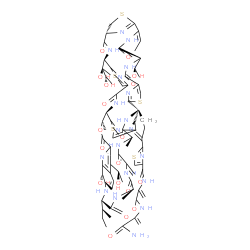 ChemSpider 2D Image | N-{3-[(3-Amino-3-oxo-1-propen-2-yl)amino]-3-oxo-1-propen-2-yl}-2-[(1S,8R,15S,26S,35R,37R,40R,46R,59R)-37-[(2S)-2-butanyl]-18-[(2R,3R)-2,3-dihydroxy-2-butanyl]-11-ethylidene-59-hydroxy-8,31-bis[(1S)-1-
hydroxyethyl]-26,40,46-trimethyl-43-methylene-6,9,16,23,28,38,41,44,47-nonaoxo-27-oxa-3,13,20,56-tetrathia-7,10,17,24,36,39,42,45,48,52,58,61,62,63,64-pentadecaazanonacyclo[23.23.9.3~29,35~.1~2,5~.1~1
2,15~.1~19,22~.1~54,57~.0~1,53~.0~32,60~]tetrahexaconta-2(64),4,12(63),19(62),21,29,31,33,51,54,57,60-dodecaen-51-yl]-1,3-thiazole-4-carboxamide | C72H85N19O18S5