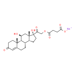 ChemSpider 2D Image | Sodium 4-{[(9beta,11beta,14beta)-11,17-dihydroxy-3,20-dioxopregn-4-en-21-yl]oxy}-4-oxobutanoate | C25H33NaO8
