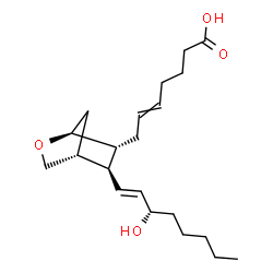 ChemSpider 2D Image | 7-{(1S,4R,5S,6R)-5-[(1E,3S)-3-Hydroxy-1-octen-1-yl]-2-oxabicyclo[2.2.1]hept-6-yl}-5-heptenoic acid | C21H34O4