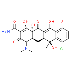 ChemSpider 2D Image | (4aS,5aS,6S,12aR)-7-Chloro-4-(dimethylamino)-1,6,10,11,12a-pentahydroxy-6-methyl-3,12-dioxo-3,4,4a,5,5a,6,12,12a-octahydro-2-tetracenecarboxamide | C22H23ClN2O8