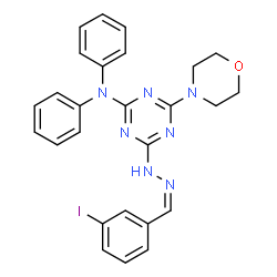 ChemSpider 2D Image | 4-[(2Z)-2-(3-Iodobenzylidene)hydrazino]-6-(4-morpholinyl)-N,N-diphenyl-1,3,5-triazin-2-amine | C26H24IN7O