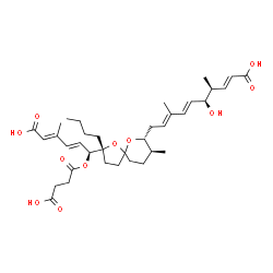 ChemSpider 2D Image | (2E,4S,5S,6E,8E)-10-[(2R,7R,8S)-2-Butyl-2-{(1S,2E,4E)-5-carboxy-1-[(3-carboxypropanoyl)oxy]-4-methyl-2,4-pentadien-1-yl}-8-methyl-1,6-dioxaspiro[4.5]dec-7-yl]-5-hydroxy-4,8-dimethyl-2,6,8-decatrienoic
 acid | C36H52O11