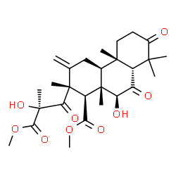 ChemSpider 2D Image | Methyl (1R,2S,4aS,4bS,8aR,10S,10aS)-10-hydroxy-2-[(2S)-2-hydroxy-3-methoxy-2-methyl-3-oxopropanoyl]-2,4b,8,8,10a-pentamethyl-3-methylene-7,9-dioxotetradecahydro-1-phenanthrenecarboxylate (non-preferre
d name) | C27H38O9