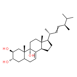 ChemSpider 2D Image | (2beta,3alpha)-Ergosta-7,22-diene-2,3,9-triol | C28H46O3