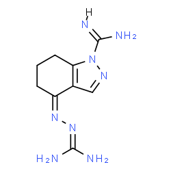 ChemSpider 2D Image | (4Z)-4-[(Diaminomethylene)hydrazono]-4,5,6,7-tetrahydro-1H-indazole-1-carboximidamide | C9H14N8