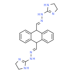 ChemSpider 2D Image | 2,2'-{9,10-Dihydroanthracene-9,10-diylbis[(E)methylylidene(2E)-1-hydrazinyl-2-ylidene]}bis(4,5-dihydro-1H-imidazole) | C22H24N8