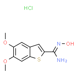 ChemSpider 2D Image | N'-hydroxy-5,6-dimethoxybenzo[b]thiophene-2-carboximidamide hydrochloride | C11H13ClN2O3S
