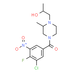 ChemSpider 2D Image | (3-Chloro-4-fluoro-5-nitrophenyl)[4-(2-hydroxypropyl)-3-methyl-1-piperazinyl]methanone | C15H19ClFN3O4
