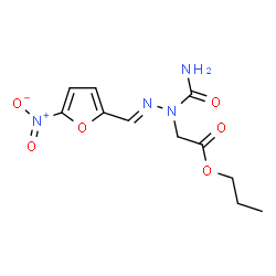 ChemSpider 2D Image | Propyl {(2E)-1-carbamoyl-2-[(5-nitro-2-furyl)methylene]hydrazino}acetate | C11H14N4O6