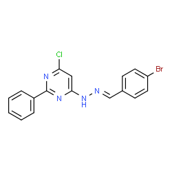 ChemSpider 2D Image | 4-[(2E)-2-(4-Bromobenzylidene)hydrazino]-6-chloro-2-phenylpyrimidine | C17H12BrClN4