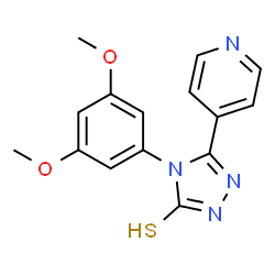 ChemSpider 2D Image | 4-(3,5-Dimethoxyphenyl)-5-(4-pyridinyl)-2,4-dihydro-3H-1,2,4-triazole-3-thione | C15H14N4O2S