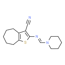 ChemSpider 2D Image | 2-[(E)-(1-Piperidinylmethylene)amino]-5,6,7,8-tetrahydro-4H-cyclohepta[b]thiophene-3-carbonitrile | C16H21N3S
