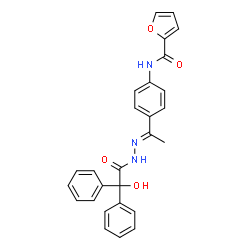 ChemSpider 2D Image | N-(4-{(1E)-N-[Hydroxy(diphenyl)acetyl]ethanehydrazonoyl}phenyl)-2-furamide | C27H23N3O4