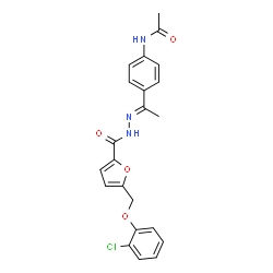 ChemSpider 2D Image | N-{4-[(1E)-N-{5-[(2-Chlorophenoxy)methyl]-2-furoyl}ethanehydrazonoyl]phenyl}acetamide | C22H20ClN3O4