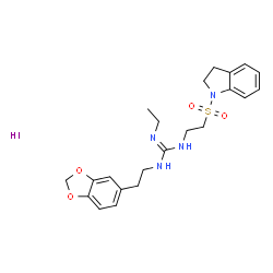 ChemSpider 2D Image | 1-[2-(1,3-Benzodioxol-5-yl)ethyl]-3-[2-(2,3-dihydro-1H-indol-1-ylsulfonyl)ethyl]-2-ethylguanidine hydroiodide (1:1) | C22H29IN4O4S