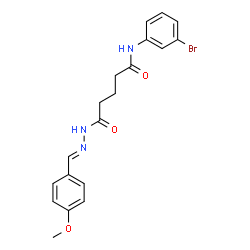 ChemSpider 2D Image | N-(3-Bromophenyl)-5-[(2E)-2-(4-methoxybenzylidene)hydrazino]-5-oxopentanamide | C19H20BrN3O3