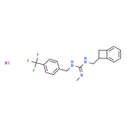 ChemSpider 2D Image | 1-(Bicyclo[4.2.0]octa-1,3,5-trien-7-ylmethyl)-2-methyl-3-[4-(trifluoromethyl)benzyl]guanidine hydroiodide (1:1) | C19H21F3IN3