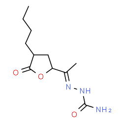 ChemSpider 2D Image | (2E)-2-[1-(4-Butyl-5-oxotetrahydro-2-furanyl)ethylidene]hydrazinecarboxamide | C11H19N3O3