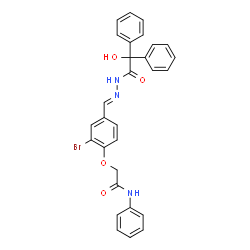 ChemSpider 2D Image | 2-{2-Bromo-4-[(E)-{[hydroxy(diphenyl)acetyl]hydrazono}methyl]phenoxy}-N-phenylacetamide | C29H24BrN3O4