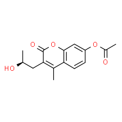 ChemSpider 2D Image | 3-[(2S)-2-Hydroxypropyl]-4-methyl-2-oxo-2H-chromen-7-yl acetate | C15H16O5