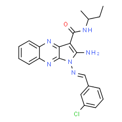 ChemSpider 2D Image | 2-Amino-N-sec-butyl-1-[(E)-(3-chlorobenzylidene)amino]-1H-pyrrolo[2,3-b]quinoxaline-3-carboxamide | C22H21ClN6O