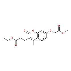 ChemSpider 2D Image | Ethyl 3-[7-(2-methoxy-2-oxoethoxy)-4-methyl-2-oxo-2H-chromen-3-yl]propanoate | C18H20O7