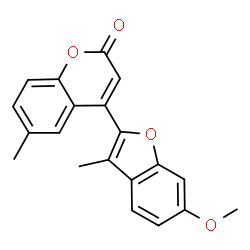 ChemSpider 2D Image | 4-(6-Methoxy-3-methyl-1-benzofuran-2-yl)-6-methyl-2H-chromen-2-one | C20H16O4