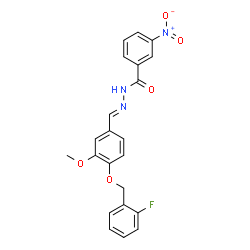 ChemSpider 2D Image | N'-[(E)-{4-[(2-Fluorobenzyl)oxy]-3-methoxyphenyl}methylene]-3-nitrobenzohydrazide | C22H18FN3O5