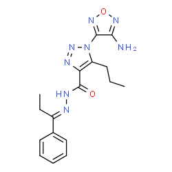 ChemSpider 2D Image | 1-(4-Amino-1,2,5-oxadiazol-3-yl)-N'-[(1E)-1-phenylpropylidene]-5-propyl-1H-1,2,3-triazole-4-carbohydrazide | C17H20N8O2