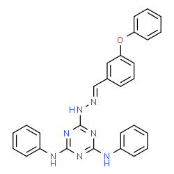 ChemSpider 2D Image | 6-[(2E)-2-(3-Phenoxybenzylidene)hydrazino]-N,N'-diphenyl-1,3,5-triazine-2,4-diamine | C28H23N7O