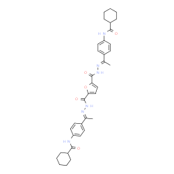 ChemSpider 2D Image | N,N'-{2,5-Furandiylbis[carbonyl(1E)-2-hydrazinyl-1-ylidene(1E)-1-ethyl-1-ylidene-4,1-phenylene]}dicyclohexanecarboxamide | C36H42N6O5