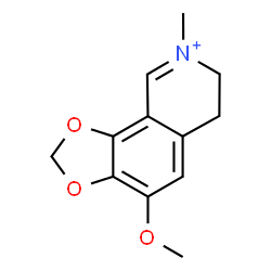 ChemSpider 2D Image | 6,7-Dihydro-4-methoxy-8-methyl-1,3-dioxolo[4,5-h]isoquinolinium | C12H14NO3