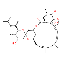 ChemSpider 2D Image | (1'S,4S,4'S,5S,6S,8'R,10'Z,13'R,14'Z,16'Z,24'S)-4,21',24'-Trihydroxy-5,11',13',22'-tetramethyl-6-[(2E)-4-methyl-2-penten-2-yl]-3,4,5,6-tetrahydro-2'H-spiro[pyran-2,6'-[3,7,19]trioxatetracyclo[15.6.1.1
~4,8~.0~20,24~]pentacosa[10,14,16,22]tetraen]-2'-one | C36H52O8
