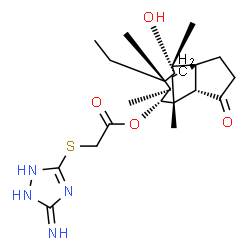 ChemSpider 2D Image | (1S,2S,3S,4S,6R,7R,8S)-4-Ethyl-3-hydroxy-2,4,7,14-tetramethyl-9-oxotricyclo[5.4.3.0~1,8~]tetradec-6-yl [(5-imino-2,5-dihydro-1H-1,2,4-triazol-3-yl)sulfanyl]acetate | C24H38N4O4S