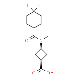 ChemSpider 2D Image | cis-3-{[(4,4-Difluorocyclohexyl)carbonyl](methyl)amino}cyclobutanecarboxylic acid | C13H19F2NO3