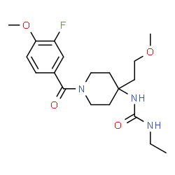 ChemSpider 2D Image | 1-Ethyl-3-[1-(3-fluoro-4-methoxybenzoyl)-4-(2-methoxyethyl)-4-piperidinyl]urea | C19H28FN3O4