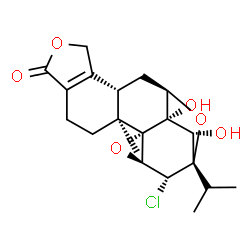 ChemSpider 2D Image | (1R,3S,11S,12S,14S,15R,17S,18S)-15-Chloro-17,18-dihydroxy-16-isopropyl-11-methyl-6,13,19-trioxahexacyclo[14.2.1.0~3,11~.0~4,8~.0~12,14~.0~12,18~]nonadec-4(8)-en-7-one | C20H25ClO6