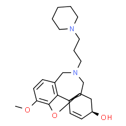 ChemSpider 2D Image | (6R)-3-Methoxy-11-[3-(1-piperidinyl)propyl]-5,6,9,10,11,12-hexahydro-4aH-[1]benzofuro[3a,3,2-ef][2]benzazepin-6-ol | C24H34N2O3