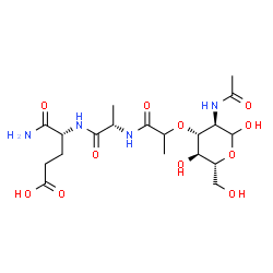 ChemSpider 2D Image | (4R)-4-({(2S)-2-[(2-{[(3R,4R,5S,6R)-3-Acetamido-2,5-dihydroxy-6-(hydroxymethyl)tetrahydro-2H-pyran-4-yl]oxy}propanoyl)amino]propanoyl}amino)-5-amino-5-oxopentanoic acid | C19H32N4O11