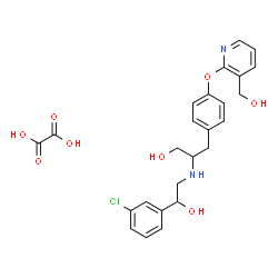 ChemSpider 2D Image | 2-{[2-(3-Chlorophenyl)-2-hydroxyethyl]amino}-3-(4-{[3-(hydroxymethyl)-2-pyridinyl]oxy}phenyl)-1-propanol ethanedioate (1:1) | C25H27ClN2O8