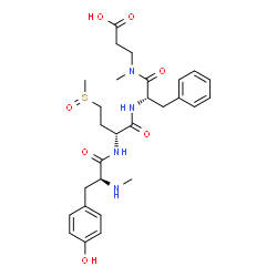 ChemSpider 2D Image | N-{(2R)-4-(Methylsulfinyl)-2-[(N-methyl-L-tyrosyl)amino]butanoyl}-L-phenylalanyl-N-methyl-beta-alanine | C28H38N4O7S
