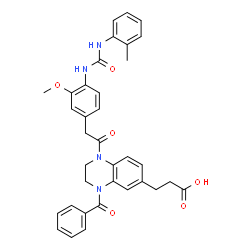 ChemSpider 2D Image | 3-{4-Benzoyl-1-[(3-methoxy-4-{[(2-methylphenyl)carbamoyl]amino}phenyl)acetyl]-1,2,3,4-tetrahydro-6-quinoxalinyl}propanoic acid | C35H34N4O6