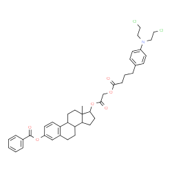 ChemSpider 2D Image | 17-{2-[(4-{4-[Bis(2-chloroethyl)amino]phenyl}butanoyl)oxy]acetoxy}estra-1,3,5(10)-trien-3-yl benzoate | C41H47Cl2NO6